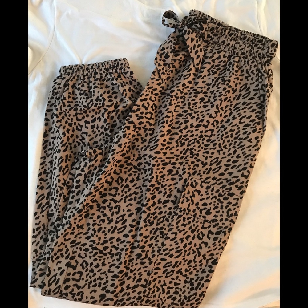 Leopard Print Tie Drawstring Pants - image 3